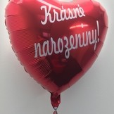 Balónek fóliový červené srdíčko Krasne narozeniny !